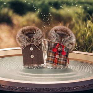 keldante Christmas Gift Lattice Wine Bottle Cover, 4PACK